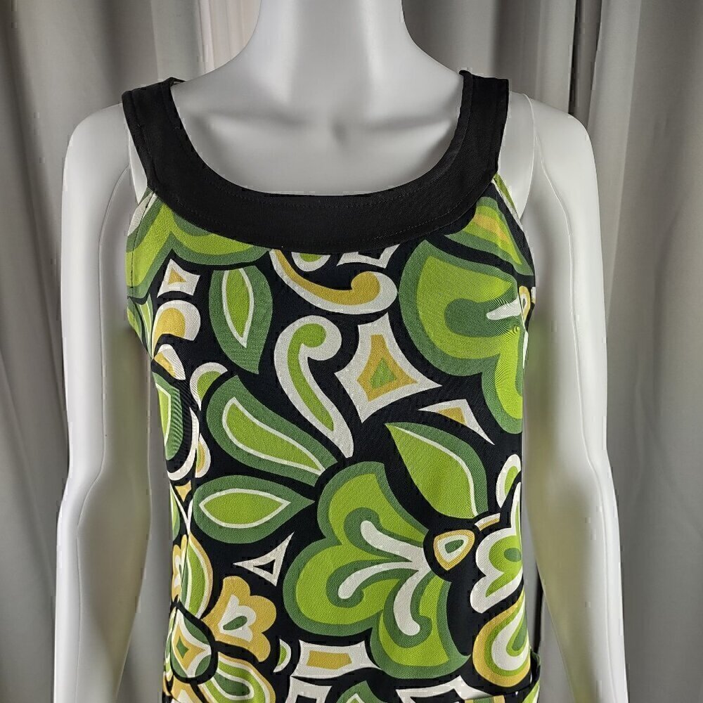 Kim Rogers Signature Petite Green Mod Print Sleeveless Sheath Dress 4P - Picture 2 of 11